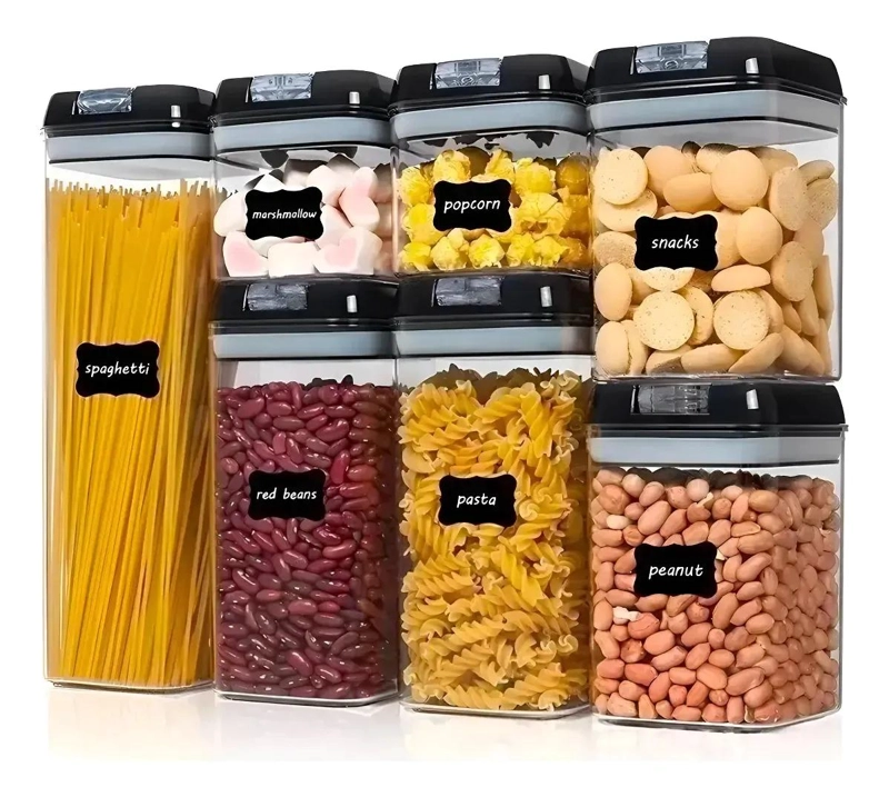 SET DE 7 CONTENEDORES HERME TICOS APILABLES PARA ALIMENTOS - 1