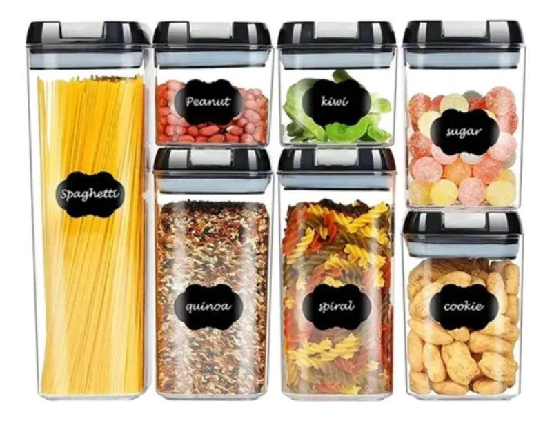 SET DE 7 CONTENEDORES HERME TICOS APILABLES PARA ALIMENTOS - 3