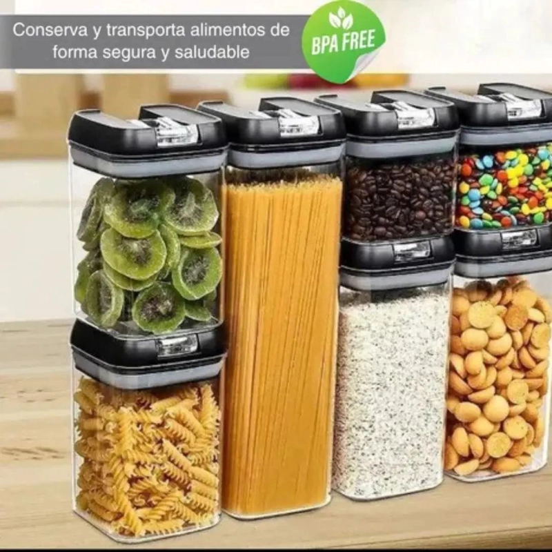 SET DE 7 CONTENEDORES HERME TICOS APILABLES PARA ALIMENTOS - 5