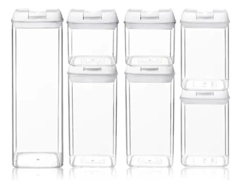 SET DE 7 CONTENEDORES HERME TICOS APILABLES PARA ALIMENTOS - 6