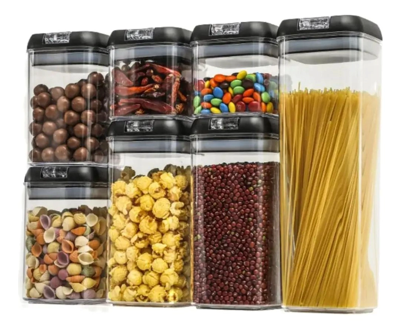 SET DE 7 CONTENEDORES HERME TICOS APILABLES PARA ALIMENTOS - 9
