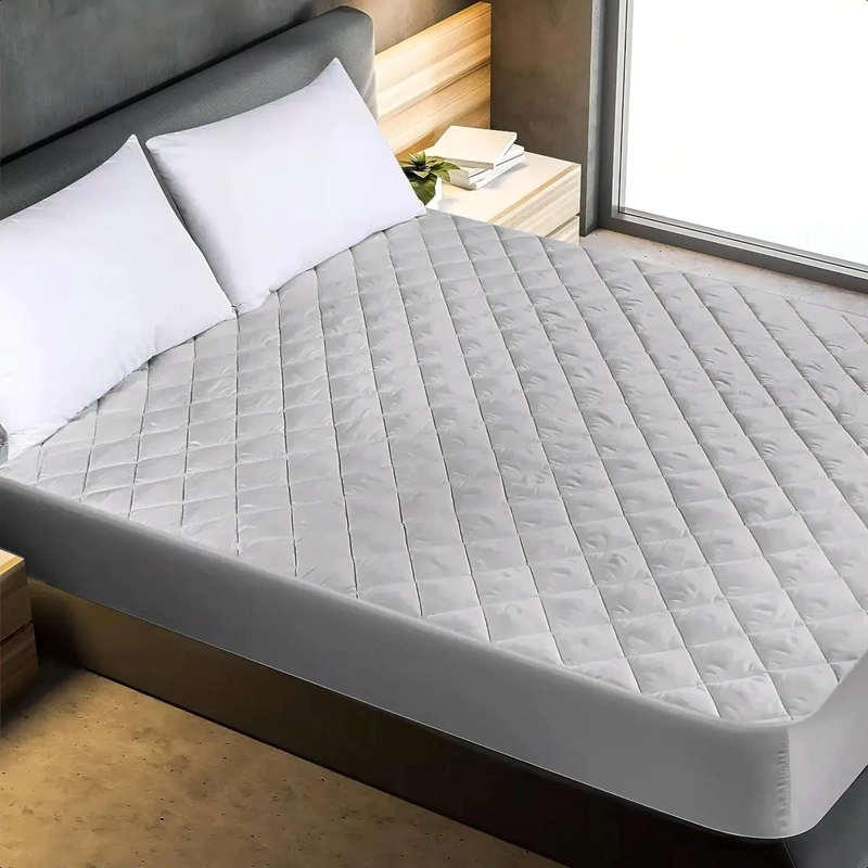 PROTECTOR DE COLCHON IMPERMEABLE 2 PLAZAS RAYAS GRIS LAVABLE - 2
