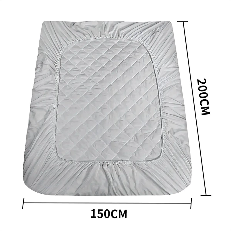 PROTECTOR DE COLCHON IMPERMEABLE 2 PLAZAS RAYAS GRIS LAVABLE - 7