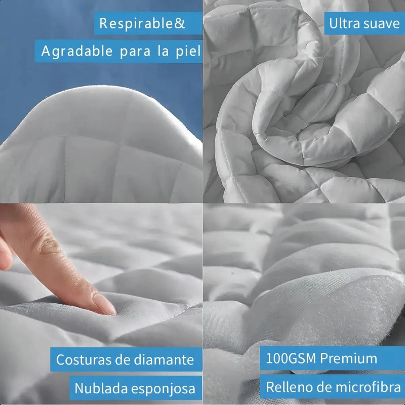 PROTECTOR DE COLCHON IMPERMEABLE 2 PLAZAS RAYAS GRIS LAVABLE - 8
