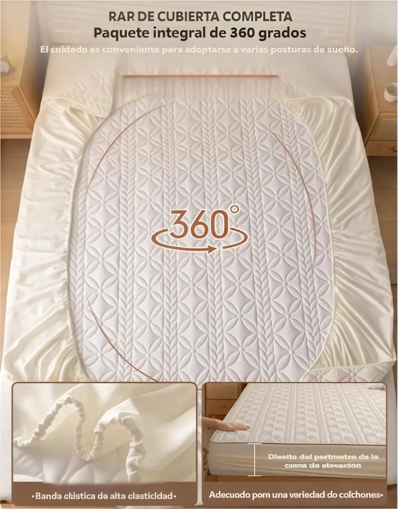 CUBRECOLCHON IMPERMEABLE KING CON FUNDAS DE ALMOHADA - 2