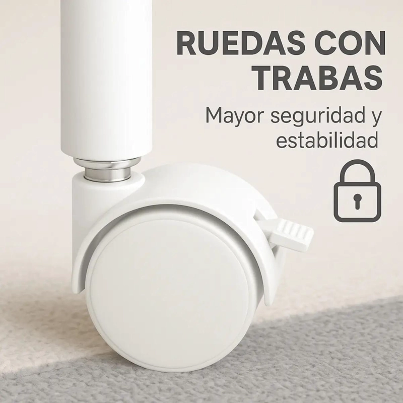 CARRO ORGANIZADOR METALICO AUXILIAR CON 3 ESTANTES Y RUEDAS - 7