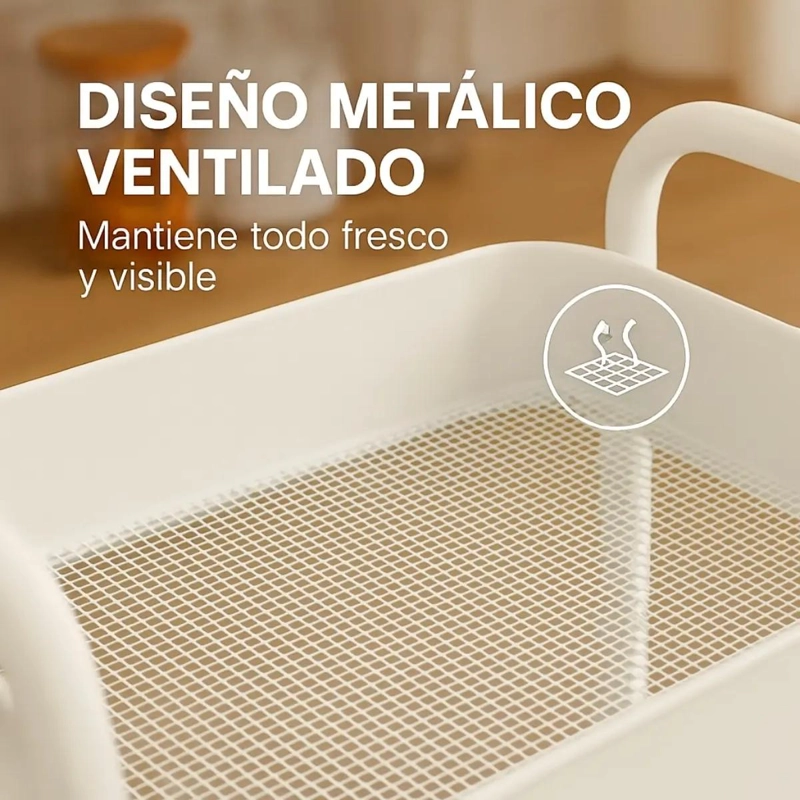 CARRO ORGANIZADOR METALICO AUXILIAR CON 3 ESTANTES Y RUEDAS - 9