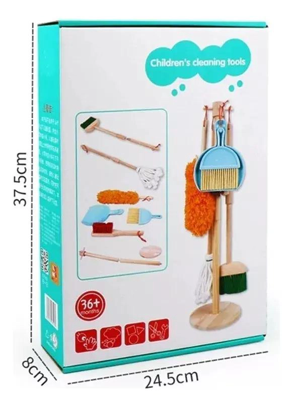 KIT DE LIMPIEZA DIDACTICO DE MADERA PARA NIÑOS - 10