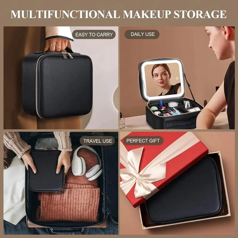 ORGANIZADOR DE MAQUILLAJE CON ESPEJO LED Y DISEÑO IMPERMEABLE - 9