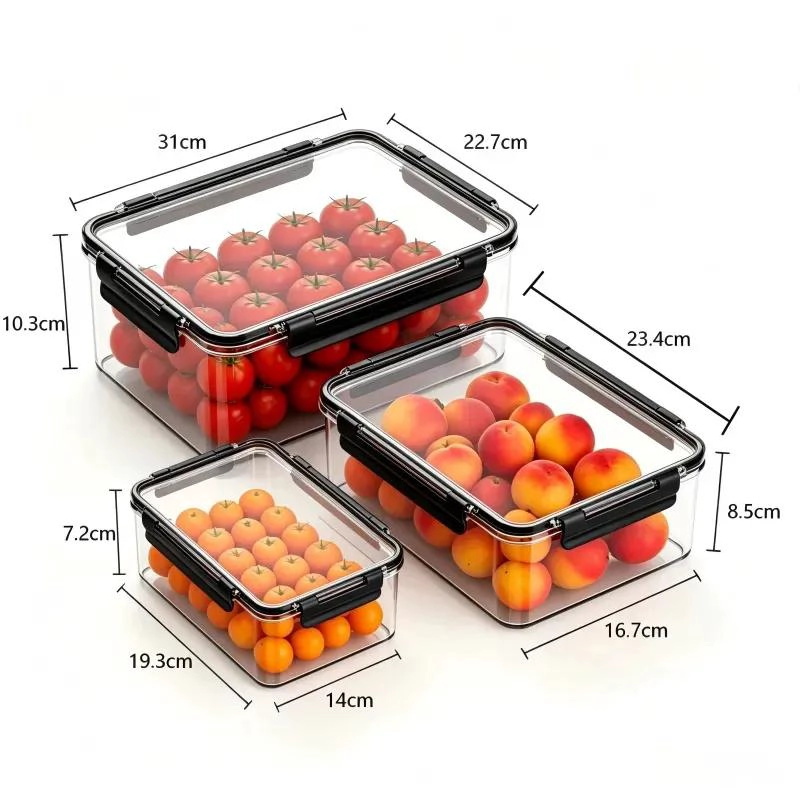 SET DE 3 CAJAS ORGANIZADORAS DE PLASTICO PARA ALIMENTOS - 2