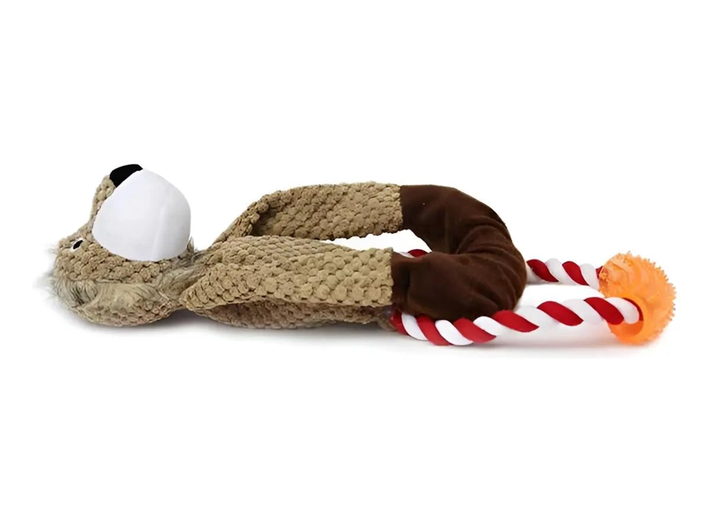 JUGUETE INTERACTIVO PARA PERRO LEON CON CUERDA COLOR CAFE - 1