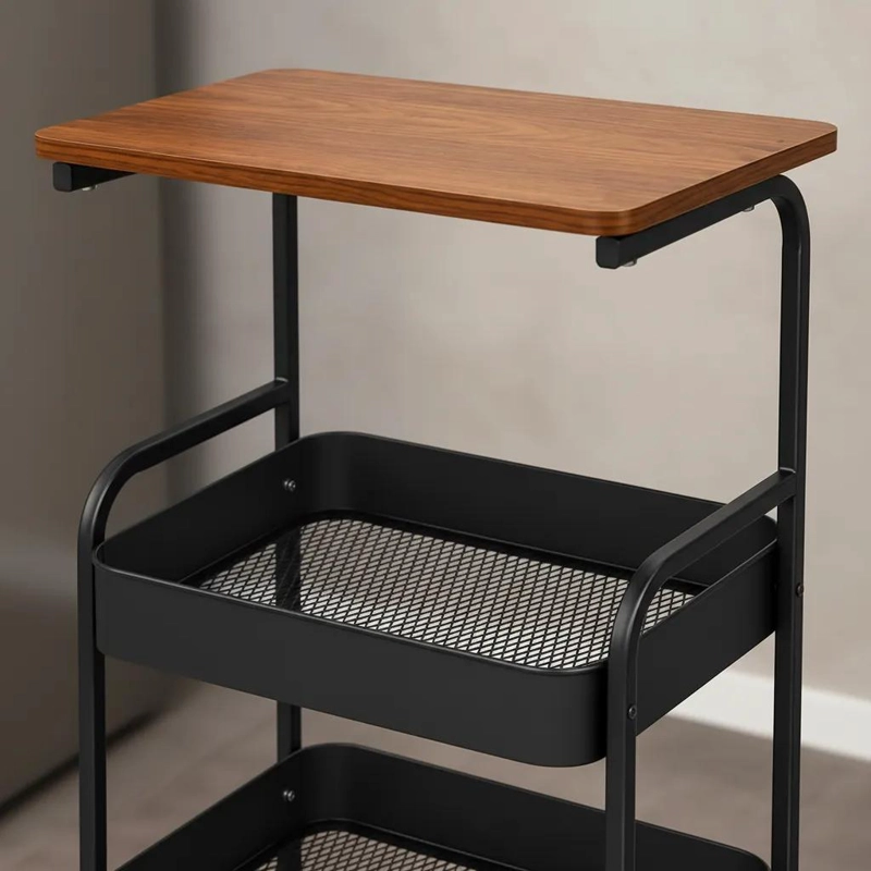 CARRITO ORGANIZADOR MULTIFUNCIONAL 3 NIVELES CON MADERA - 5