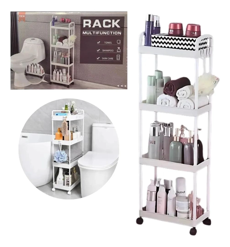 CARRITO ORGANIZADOR DE 4 NIVELES CON RUEDAS COLOR BLANCO - 1