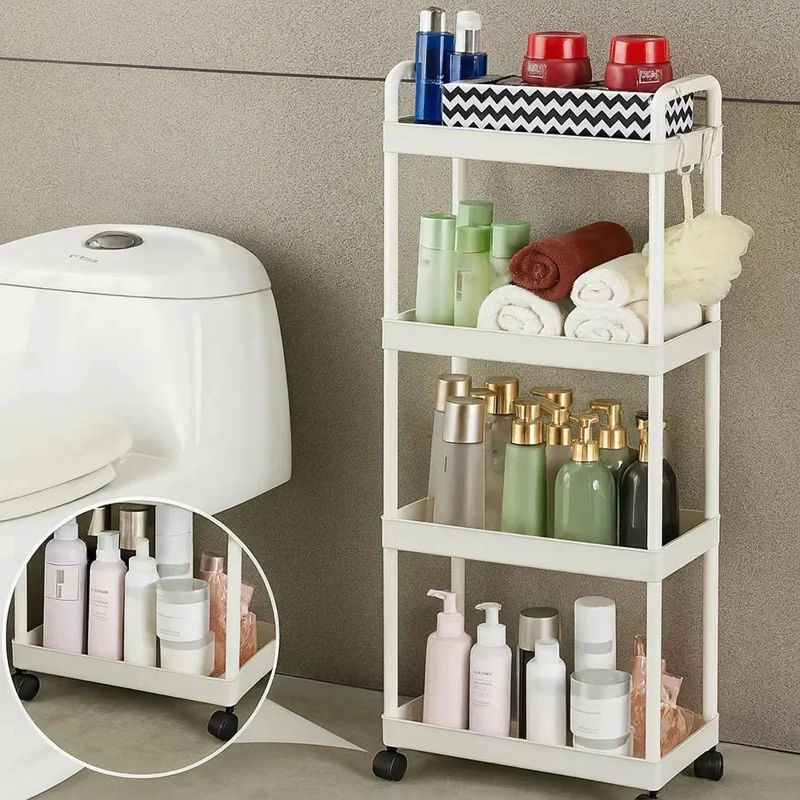 CARRITO ORGANIZADOR DE 4 NIVELES CON RUEDAS COLOR BLANCO - 5
