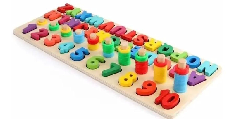 TABLERO EDUCATIVO DE PUZZLES CON NUMEROS Y LETRAS PARA NIÑOS - 1