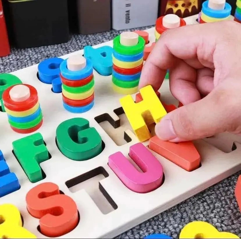 TABLERO EDUCATIVO DE PUZZLES CON NUMEROS Y LETRAS PARA NIÑOS - 2