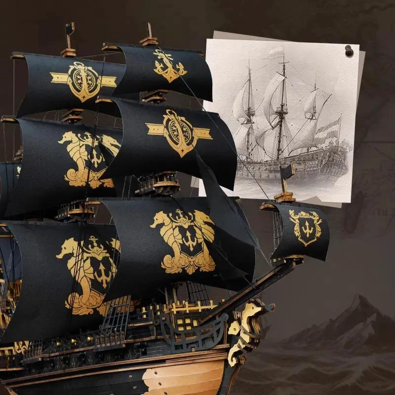 PUZZLE 3D BARCO PIRATA SEAHORSE BARQUE PARA ARMAR - 8