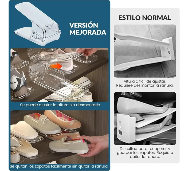 ORGANIZADOR DE ZAPATOS APILABLE PARA CLOSET CON 6 PIEZAS - 2