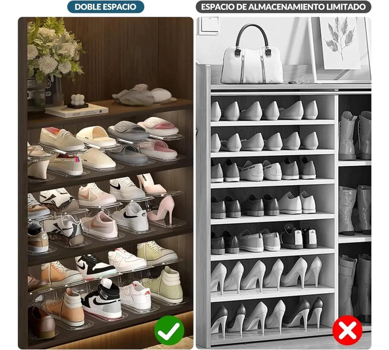 ORGANIZADOR DE ZAPATOS APILABLE PARA CLOSET CON 6 PIEZAS - 3