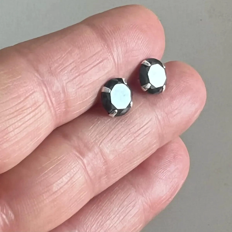 AROS DE PLATA 925 CON CIRCON NEGRO PARA HOMBRE Y MUJER - 2