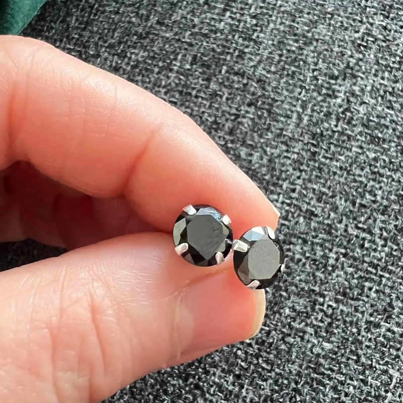 AROS DE PLATA 925 CON CIRCON NEGRO PARA HOMBRE Y MUJER - 3