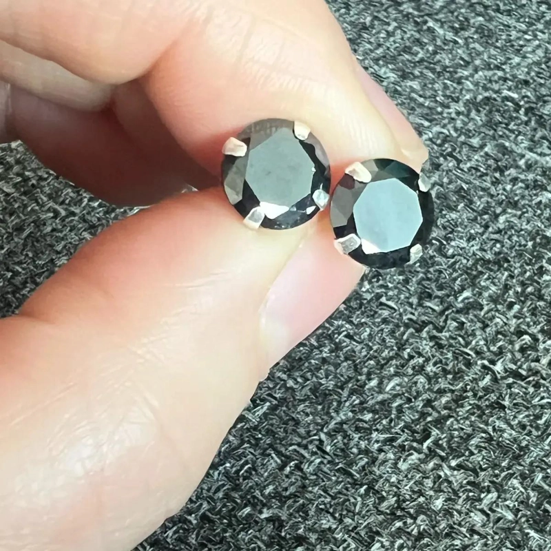 AROS DE PLATA 925 CON CIRCON NEGRO PARA HOMBRE Y MUJER - 4