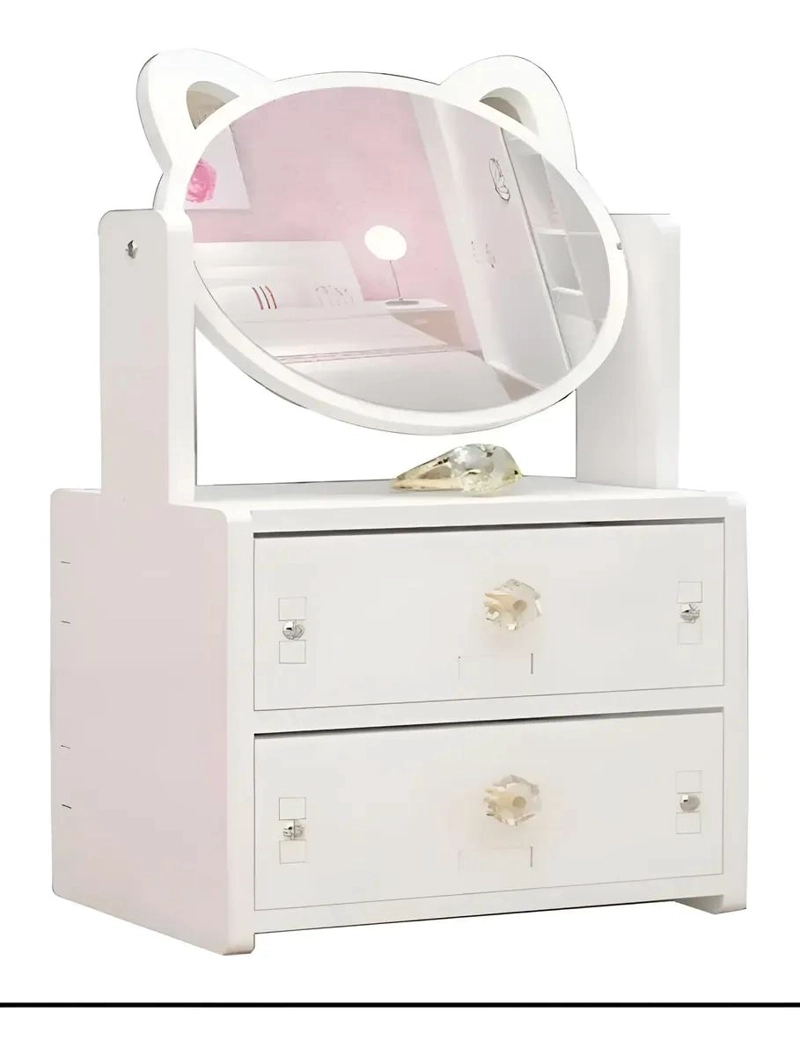 ORGANIZADOR DE MAQUILLAJE CON DISEÑO DE GATO Y ESPEJO - 1