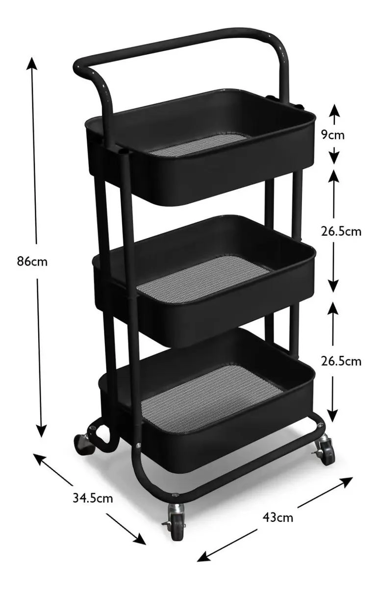 CARRITO ORGANIZADOR DE ALMACENAMIENTO CON RUEDAS DE 3 NIVELES - 2