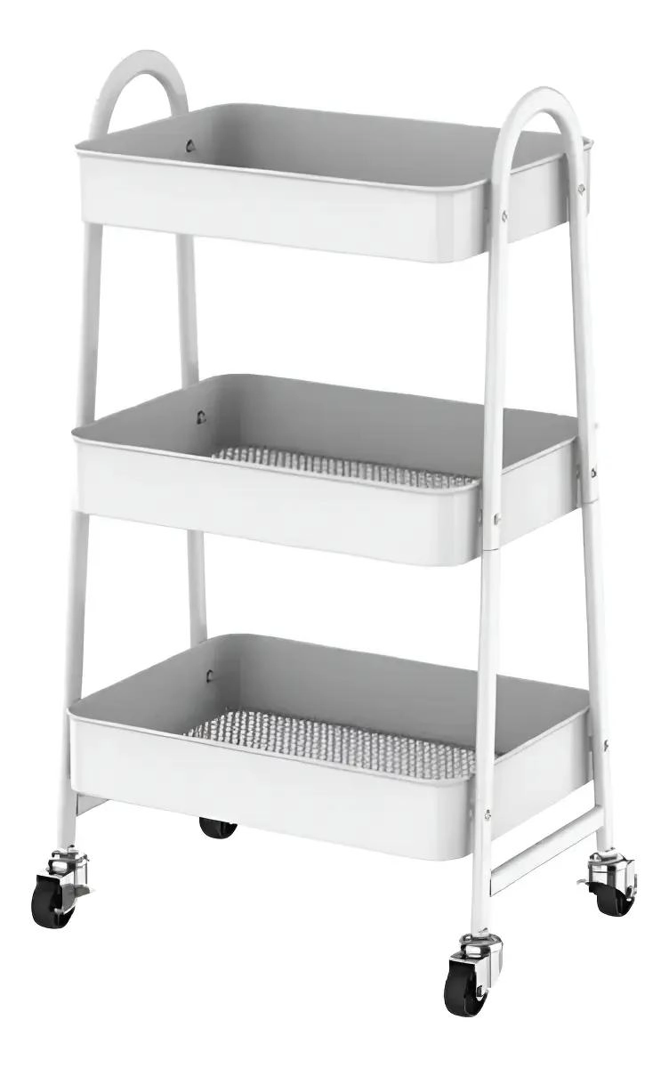 CARRITO ORGANIZADOR METAL BLANCO CON RUEDAS PARA COCINA 30CM - 1