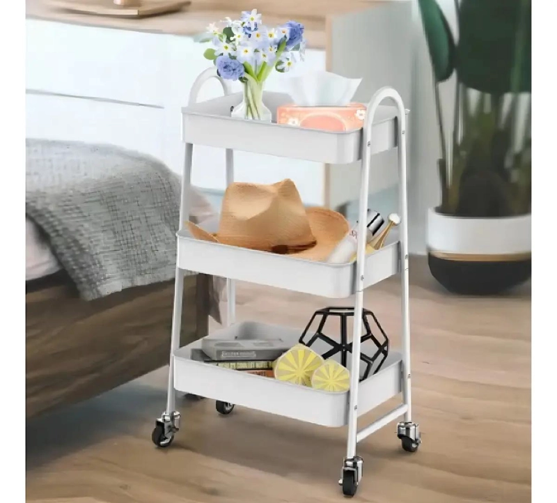 CARRITO ORGANIZADOR METAL BLANCO CON RUEDAS PARA COCINA 30CM - 2