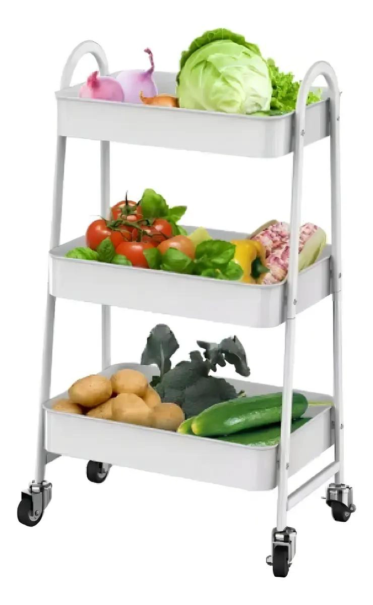 CARRITO ORGANIZADOR METAL BLANCO CON RUEDAS PARA COCINA 30CM - 3