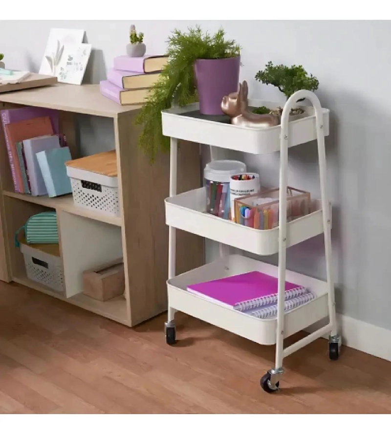 CARRITO ORGANIZADOR METAL BLANCO CON RUEDAS PARA COCINA 30CM - 4