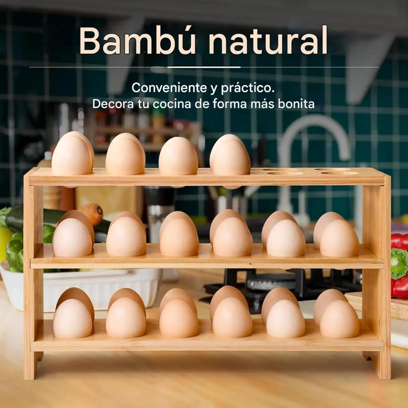 ORGANIZADOR DE HUEVOS DE BAMBU PARA 36 HUEVOS - 2