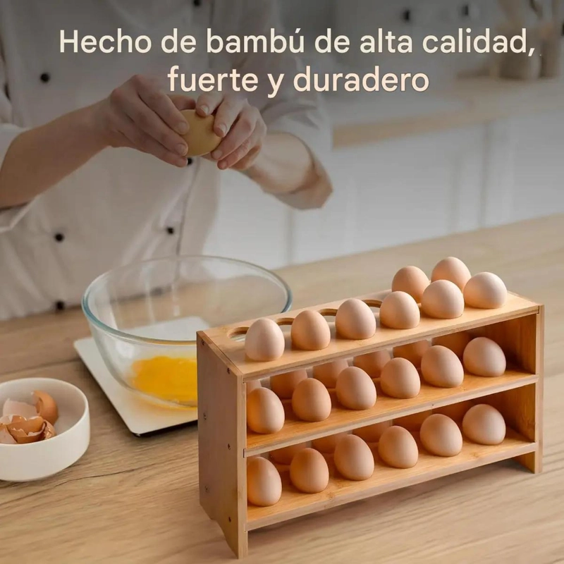 ORGANIZADOR DE HUEVOS DE BAMBU PARA 36 HUEVOS - 5