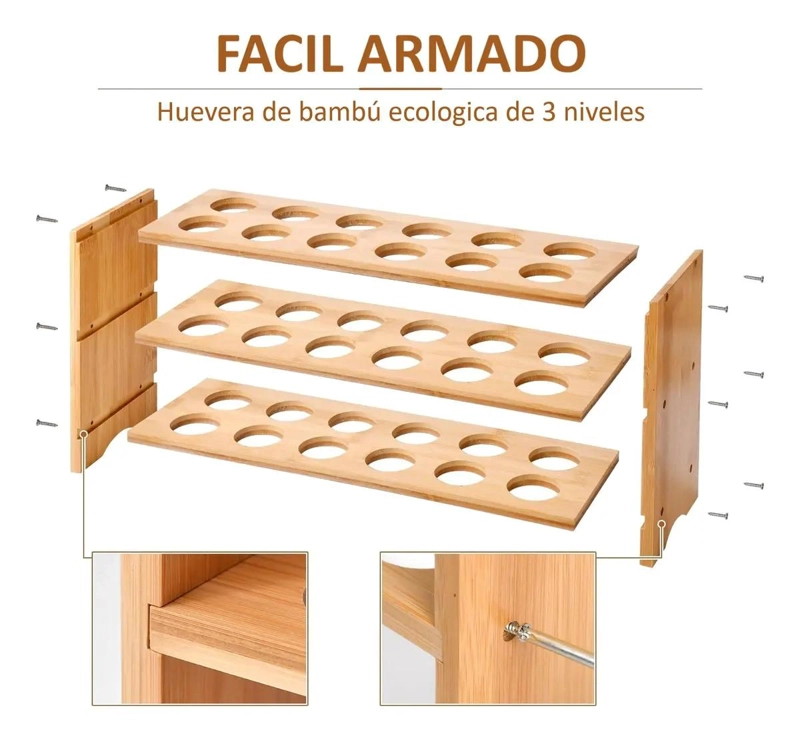ORGANIZADOR DE HUEVOS DE BAMBU PARA 36 HUEVOS - 6