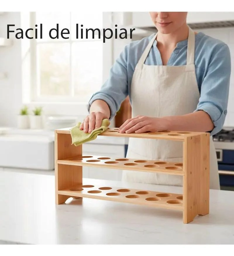 ORGANIZADOR DE HUEVOS DE BAMBU PARA 36 HUEVOS - 7