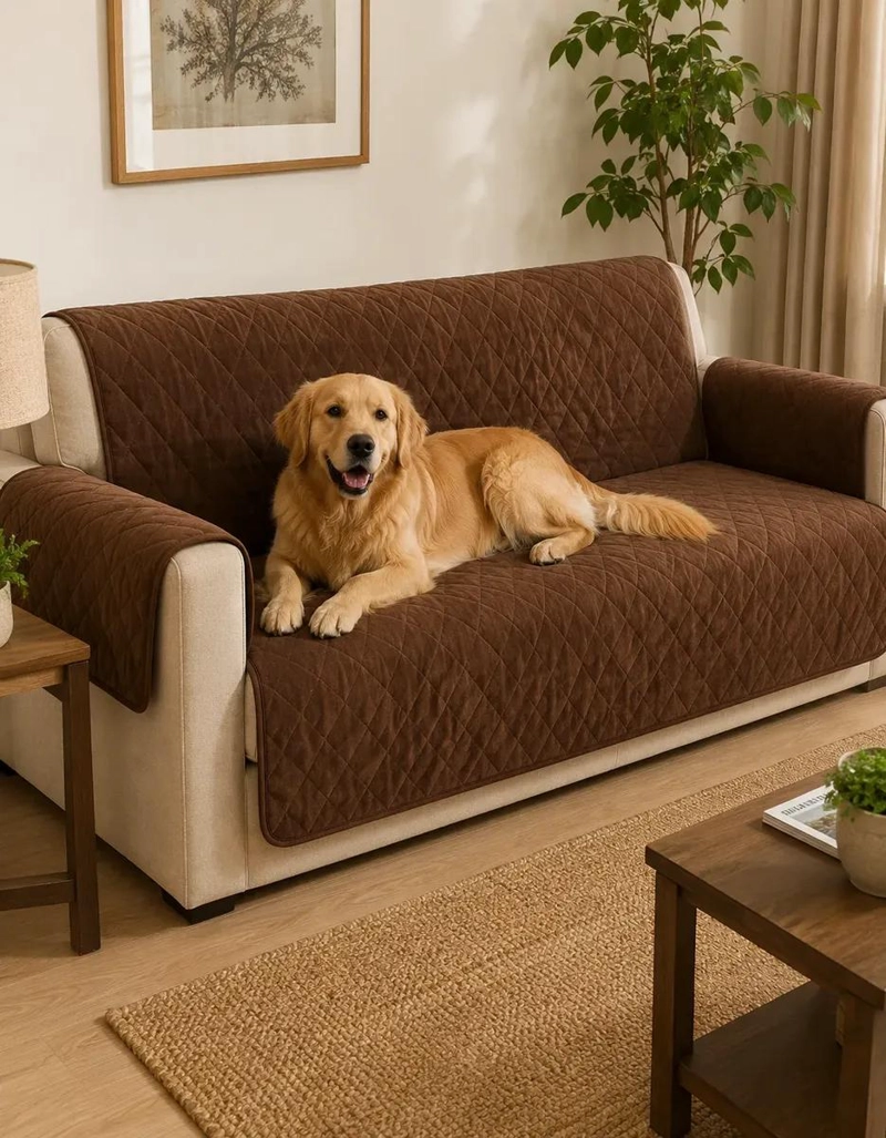 FUNDA PROTECTORA PARA SILLON DE 3 CUERPOS LAVABLE Y ACOLCHADA - 2