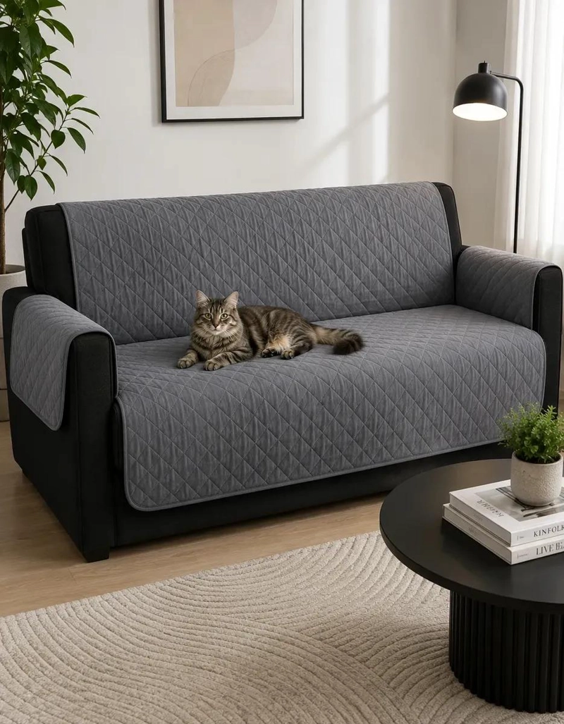 FUNDA PROTECTORA PARA SILLON DE 3 CUERPOS LAVABLE Y ACOLCHADA - 5