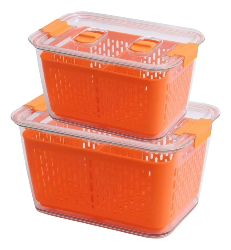 PACK DE ORGANIZADORES PARA REFRIGERADOR CON COLADOR GRANDE Y MEDIANO - 1
