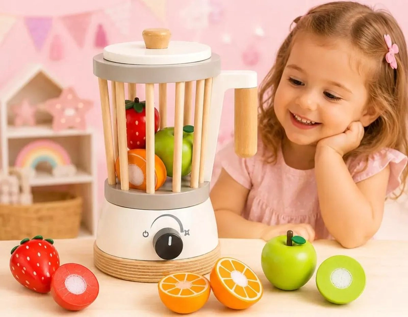 LICUADORA DE MADERA INFANTIL CON FRUTAS DE VELCRO - 2