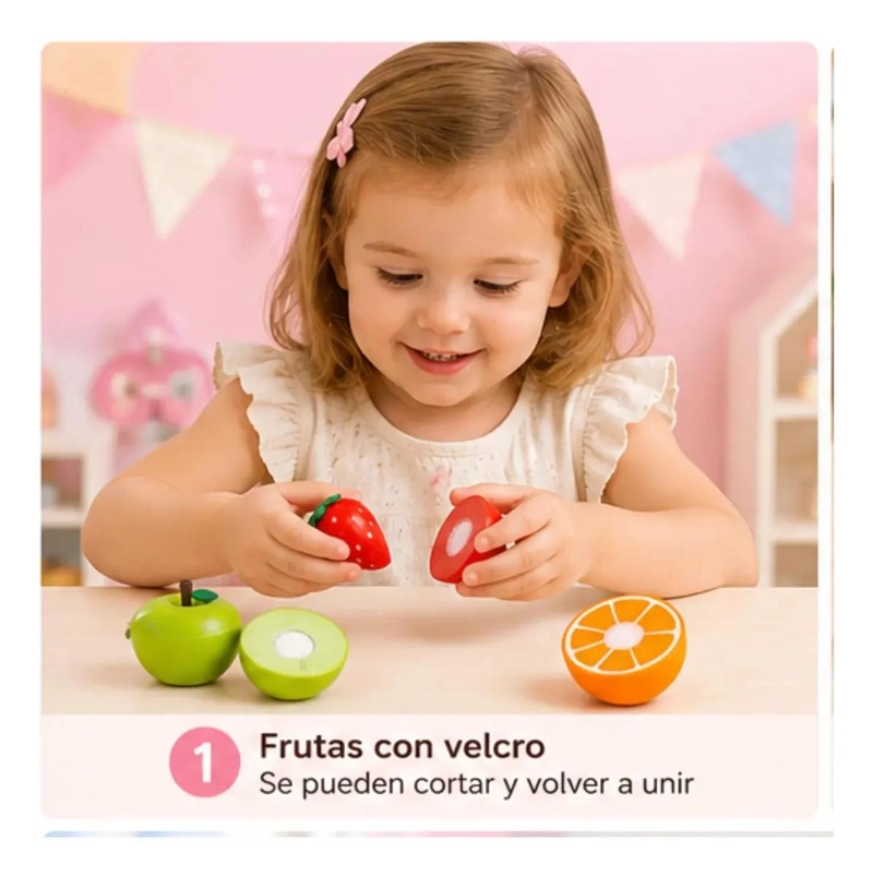 LICUADORA DE MADERA INFANTIL CON FRUTAS DE VELCRO - 6