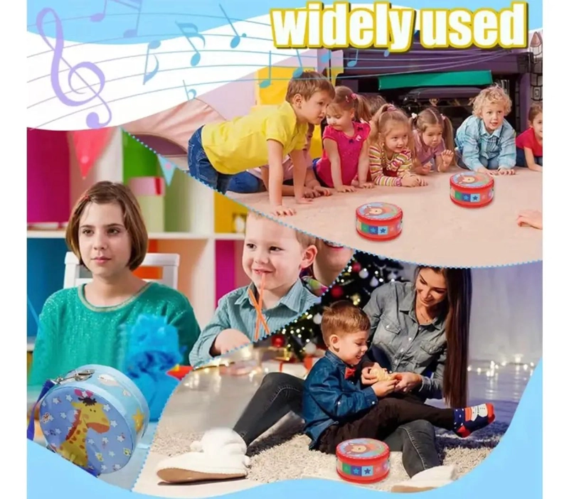 TAMBOR MUSICAL DE MADERA PARA NIÑOS Y BEBE S CON COLORES BRILLANTES - 9