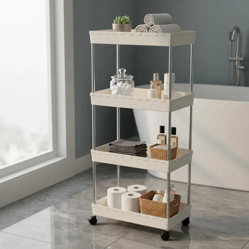 CARRITO ORGANIZADOR MULTIUSO BLANCO DE 4 NIVELES CON RUEDAS - 1