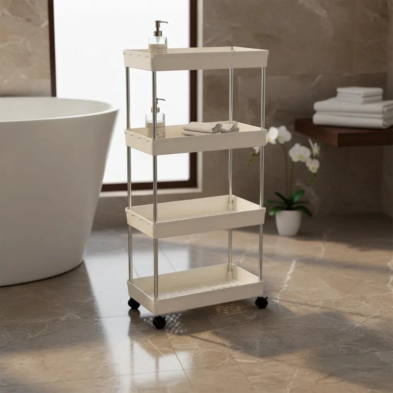CARRITO ORGANIZADOR MULTIUSO BLANCO DE 4 NIVELES CON RUEDAS - 5