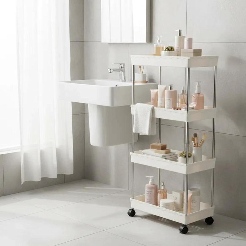 CARRITO ORGANIZADOR MULTIUSO BLANCO DE 4 NIVELES CON RUEDAS - 6
