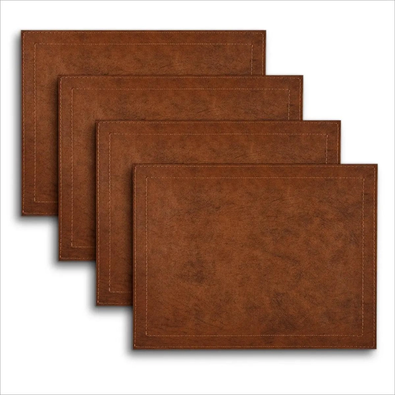 SET DE 4 INDIVIDUALES DE MESA ECOCUERO EN COLOR CAFE  OSCURO - 7