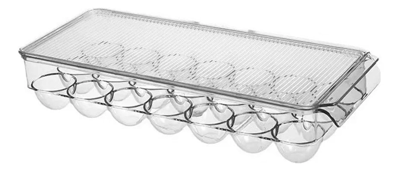 ORGANIZADOR DE PLASTICO PARA 18 HUEVOS CON TAPA - 1