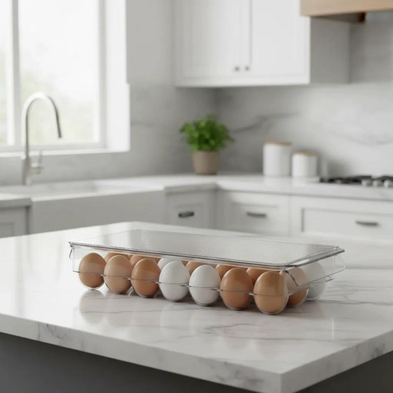 ORGANIZADOR DE PLASTICO PARA 18 HUEVOS CON TAPA - 2