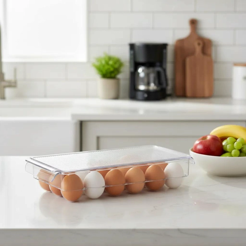 ORGANIZADOR DE PLASTICO PARA 18 HUEVOS CON TAPA - 3