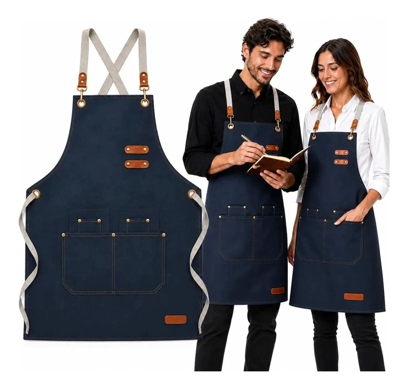 DELANTAL AJUSTABLE UNISEX CON BOLSILLOS PARA COCINA Y TALLER - 1